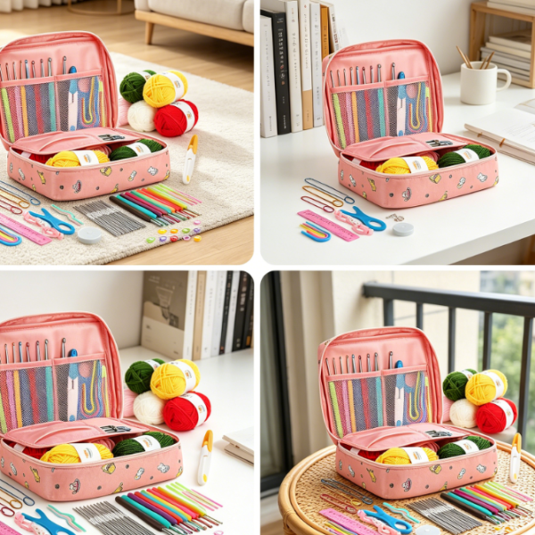 Beginner Crochet Kit With Yarn, Tools, And Storage Bag