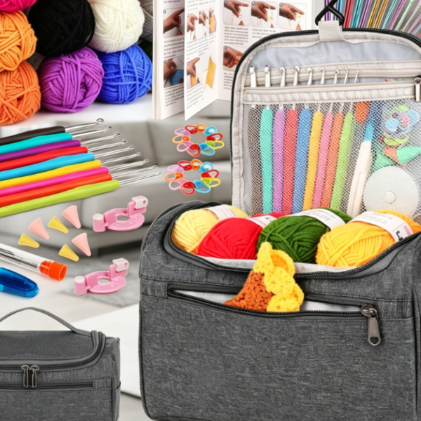 Grey Crochet Kit With Yarn And Accessories