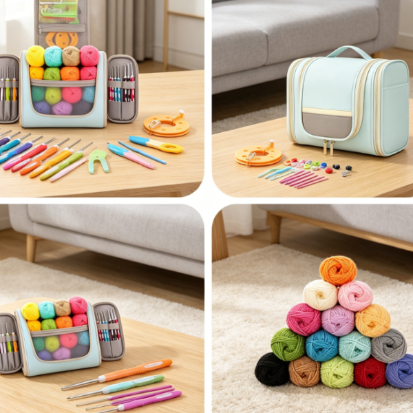 Crochet Kit With Ergonomic Hooks And Yarn