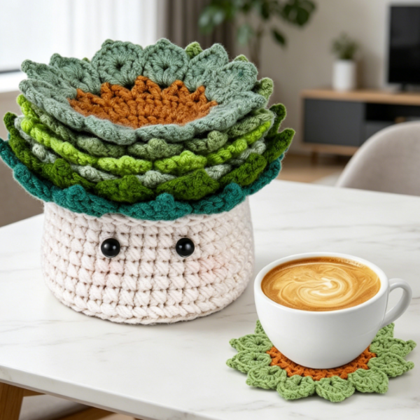 Coaster & Plant Pot Cover Crochet Kit (Includes Detailed Tutorials)