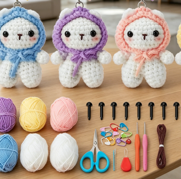 Animal Keychain Crochet Kit (Includes Detailed Tutorials)