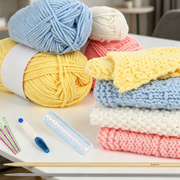 Knitting Needle & Cotton Yarn Set (Dishcloth Making)