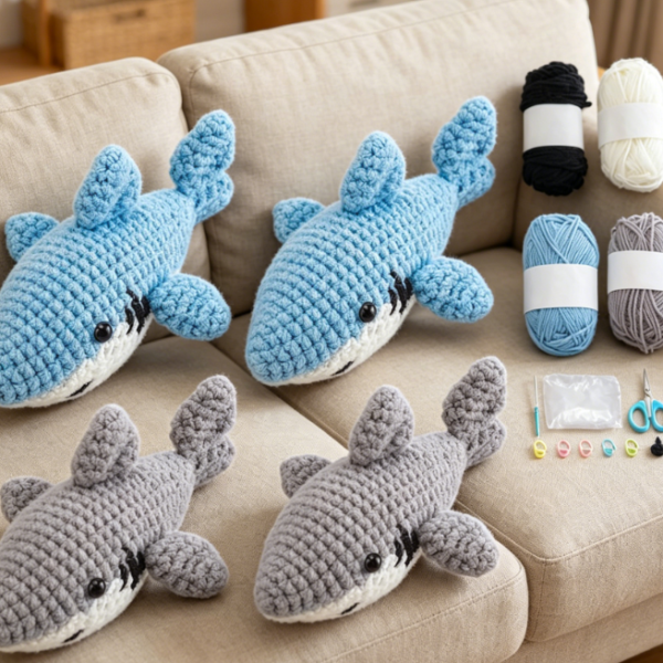 Shark-Shaped Crochet Kit (Knitting Tools)