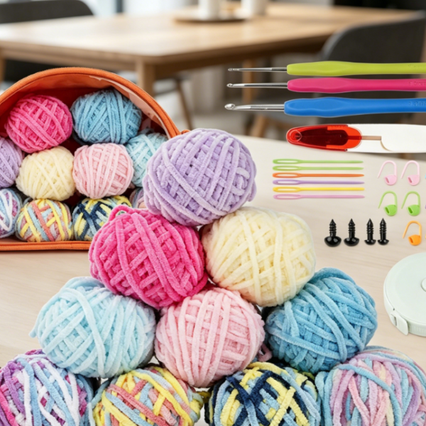 Chenille Yarn Crochet Kit (For Beginners)