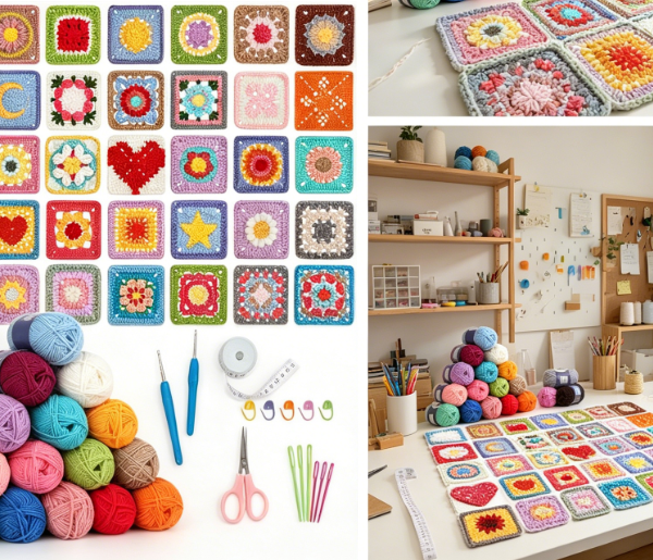 Granny Square Crochet Kit With Video Tutorials